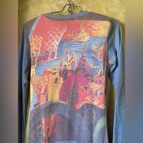 The Secret Art of Dr.Seuss Blue Ombre Long Sleeve Henley Dress Printed Graphic - Picture 6 of 7